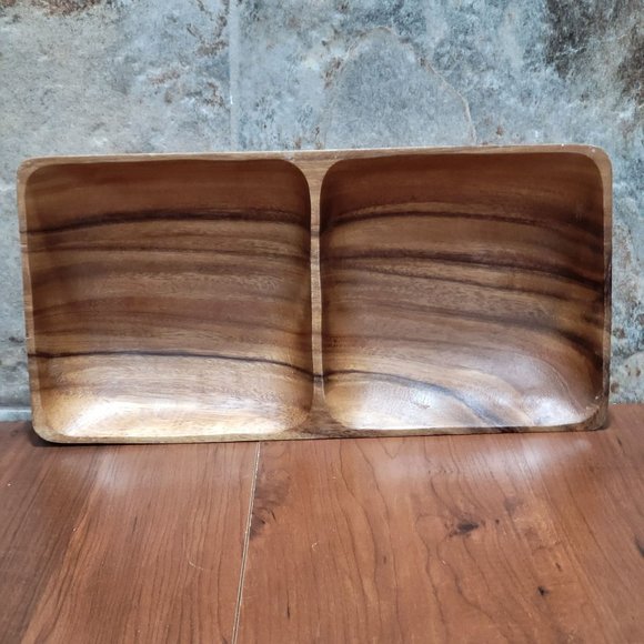 Divided Bowl Wood Handcrafted in Philippines for Beekman Home - Picture 1 of 13